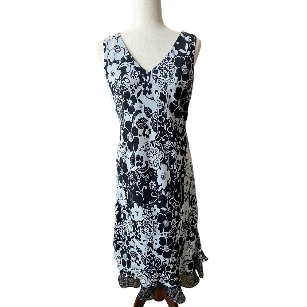 Y2K Party Dress Midi Fairy Black Flowy Floral Babydoll Ruffle Polka Dot Medium - Picture 2 of 7